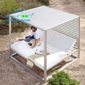 高品质定制豪华海滩小屋露台防水耐用铝花园床现代游泳池户外沙发床 (33069)