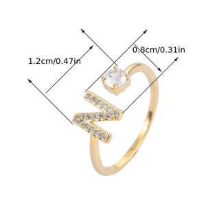 แหวนแฟชั่นสำหรับผู้หญิงชุดไมโครเซอร์โคเนีย14K เครื่องประดับของขวัญวงแหวนเปิดชุบทอง - Product Image 5