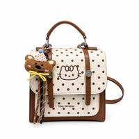 Mini sac à dos en PU à pois avec breloque ours mignon pour adolescentes, idéal pour l'école, cadeau d'anniversaire, logo personnalisé, vente en gros OEM