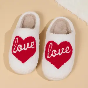 Good quality promotional wholesale shoes smile face accept customized design unsex home happy face smile fur slippers