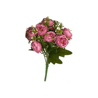 Bouquet de fleurs artificielles en soie, rose et pivoine, design original fait main, 12 têtes, pour mariage, Pâques, Noël, décoration de la maison