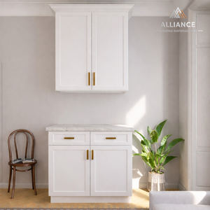 Armoire de cuisine blanche intemporelle au design moderne |   Armoires de qualité à un prix abordable |   Armoires de cuisine prêtes à assembler - Product Image 1