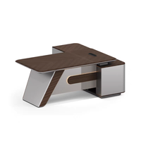 Nouvelle table de direction en L haut de gamme, combinaison bureau et chaise de bureau de luxe léger, avec armoire auxiliaire pour espace de direction supérieure