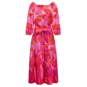 Abito da sera viola elegante di alta qualità con stampa Tie-dye modello tribale polinesiano abito <span class=keywords><strong>monospalla</strong></span> a maniche lunghe da donna - Product Image 2