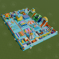 Parc d'attractions gonflable personnalisé, Fun City, avec plusieurs zones de jeux à thème, à vendre