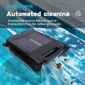 Limpieza de piscinas recargable solar <span class=keywords><strong>Control</strong></span> remoto inalámbrico Estilo de superficie de agua 8W <span class=keywords><strong>Robot</strong></span> aspirador automático para piscinas - Product Image 4
