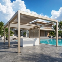 Pergola à lames orientables rétractables 3x3m 3x4m 4x4m 4x5m 4x6m 5x6m en aluminium pour extérieur, jardin et terrasse, écologique
