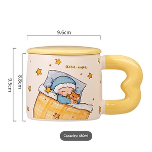 Tasse à café en céramique haut de gamme avec couvercle, résistante aux hautes températures, compatible micro-ondes, grande capacité, pour la maison - Product Image 6