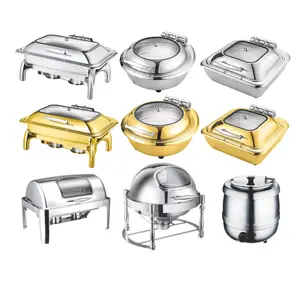 Cater electric chef gold alcohol stove chaffing chafing dish buffet dishes food warmer heater Display server tray set equipment