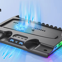 Pour PS5 SLIM Controller Base avec double fonction de charge P5SLIM Console Base de refroidissement mince ventilateur disque support de stockage pour les jeux