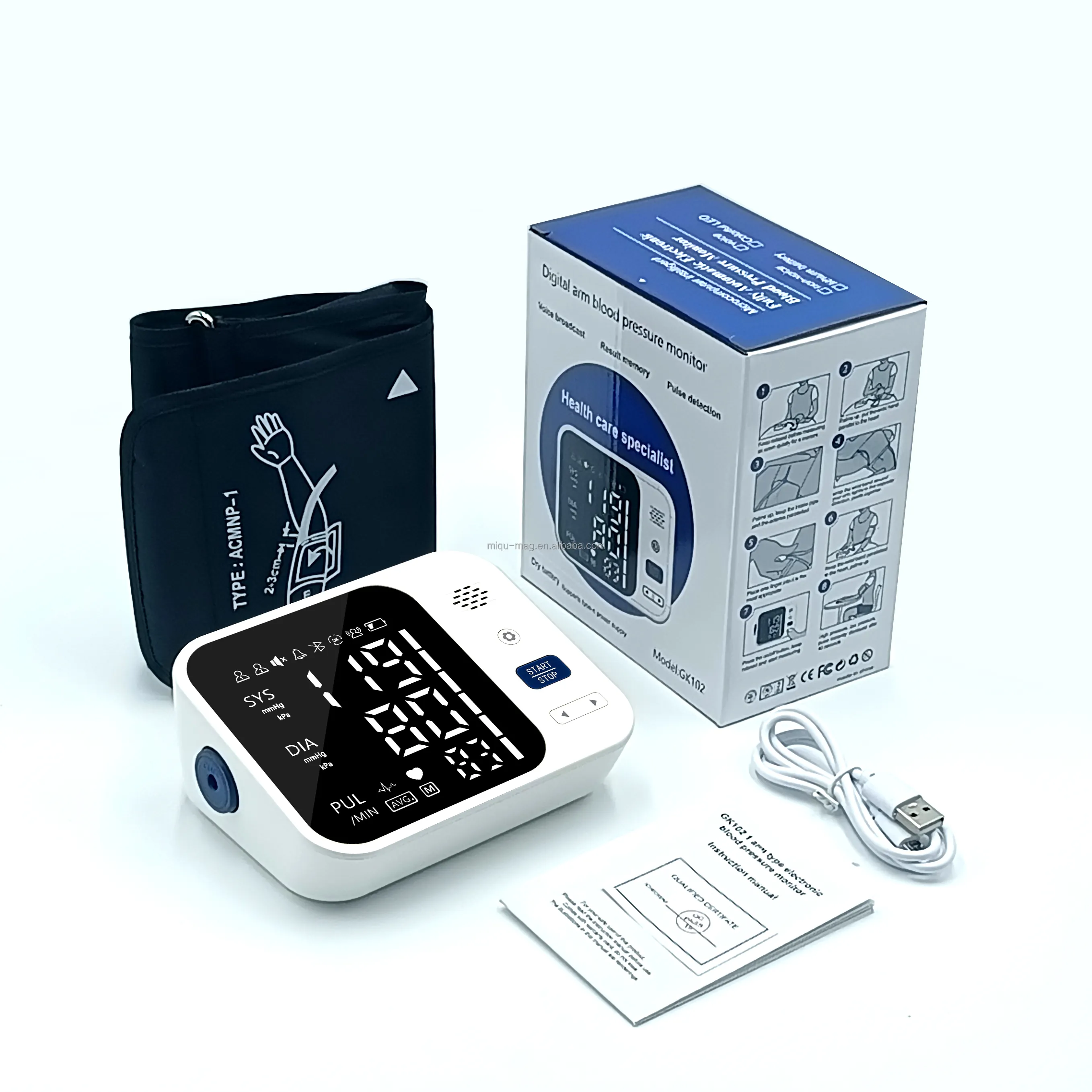 SZMIQU Tonometer tragbar elektronisch Sphygmomanometer Oberarm großer Bildschirm Blutdruckgerät