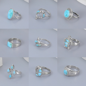 XYOP925スターリングシルバージュエリーPartysuデザインラリマーリングカスタマイズされた卸売ギフト女性用 - Product Image 4