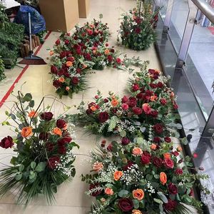 DKB Customized Rosy <strong>Fuchsine</strong> Wedding Flower Arch Swag Sets Hanging Silk Flower Backdrop Centerpieces Artificial Flower Ball - Product Image 6