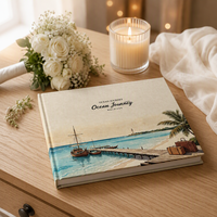 Álbum de Fotos de Tapa Dura de Lino con Impresión Digital Directa, Diseño Personalizado en Degradado a Todo Color, 8 Fotos para Recuerdo de Boda o Familiar