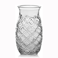 Verre à boire rond transparent sans plomb avec logo personnalisé en forme d'ananas Tiki pour bière, vin, whisky, jus