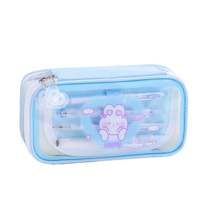 Hot Bán Dễ Thương Phim Hoạt Hình Hai Lớp Bút Chì Trong Suốt Trường Hợp Dây Kéo Công Suất Lớn Không Thấm Nước Cho Sinh Viên Cô Gái Giá Thấp - Product Image 1