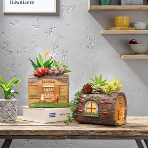 Chậu trồng cây nhựa giả cổ điển Roogo, chậu trồng cây mọng nước, đồ trang trí cây xanh, chậu trang trí sân vườn - Product Image 5