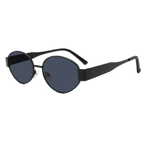 Gafas de sol ovaladas de metal Conchen para mujer, protección UV400, montura negra, lentes de PC, gafas de protección solar para viaje - Product Image 2