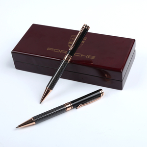 Promotional gift box high quality luxury ballpoint pen OEM design pen with custom logo black carbon fiber 0.7mm ballpoint pen