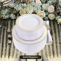 Assiettes jetables classiques en plastique doré, assiettes à dîner et à salade blanches et dorées pour fêtes, baby showers, mariages, vaisselle de Chine