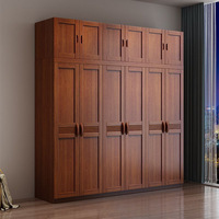 Armoire de chambre principale en bois massif de style chinois moderne avec 3/4/5/6 portes coulissantes/à battants et tiroirs, nouvelle collection