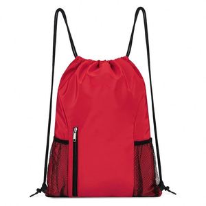 Mochila Cinch con logotipo personalizado 2024, Mochila deportiva de poliéster 210D colorida de alta calidad, bolsa de gimnasio con cordón impermeable y cremallera portátil - Product Image 6