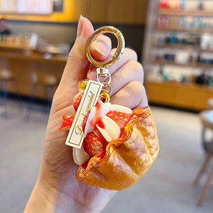 QYS Strawberry Tart Dessert Keychain Cute Mini Pie Food <b>Bag</b> Charm <b>Key</b> <b>Ring</b> for Baking Lovers - Product Image 5