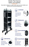 Échelle pliante DY à deux marches en acier, 4x5 marches, capacité de charge 150 kg, pliable, pour la maison, l'escalier, la salle de sport, l'extérieur, design moderne