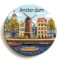 Personnalisé Amsterdam 3D UV Imprimé Résine Réfrigérateur Aimant Forte Absorption Magnétique Taille Moyenne Moderne Voyage Souvenir Cadeau