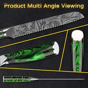 มีดหั่นขนมปังพร้อมที่จับเรซินสีเขียวให้10% ลายดอกไม้แฟนตาซี - Product Image 3