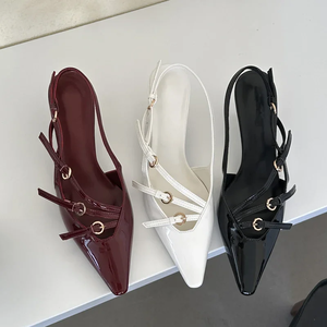 2025 Spring/Summer Women's Pump High Heels New Pointed Stiletto with Buckle Single Shoes Design Rear Top Sandals - Product Image 2