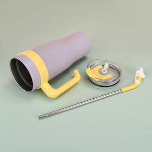 Mug de voyage personnalisé en acier inoxydable de 40 oz avec poignée, style américain, autocollants 3D inclus, double paroi, design moderne, bouteille d'eau à motif de dessin animé - Product Image 3