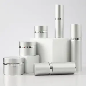 Zilveren Huidverzorgingsset Crème Cosmetische Potten En Lotionflessen Ingesteld Voor Oogserum Gezichtscrème Container