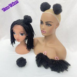 Chignons pour enfants Vivian, style <span class=keywords><strong>Afro</strong></span> <span class=keywords><strong>Puff</strong></span>, doux comme des cheveux humains naturels, sensation au toucher de cheveux Marley Kinky, en vrac pour filles, avec élastique - Product Image 5
