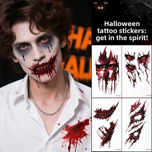Autocollants de <span class=keywords><strong>tatouage</strong></span> temporaire réalistes pour le corps et le visage, imperméables, pour Halloween et le plaisir du Poisson d'avril - Product Image 1