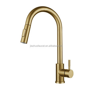 Ventes directes usine : <span class=keywords><strong>Robinet</strong></span> de cuisine doré en acier inoxydable <span class=keywords><strong>avec</strong></span> finition brossée, <span class=keywords><strong>flexible</strong></span> et extractible, doté d'un douchette extractible - Product Image 1