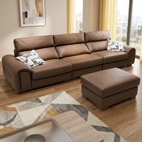 Canapé modulaire en cuir véritable à trois places, garnissage en éponge écologique, gain de place pour appartements, style minimaliste mi-siècle