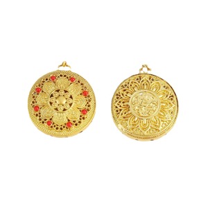 Colgante de estilo chino tradicional con incrustaciones de oro, redondo y calado, accesorio de joyería para collar, cadena de suéter DIY, dije. - Product Image 5