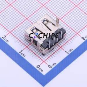 909-161C2021D10100 USB Connector Bent Lead Through Hole Connector Type-A USB 2.0 Female Right Angle Insert - Product Image 2