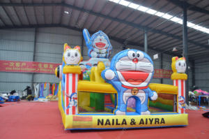 Bolsa de almacenamiento de PVC <span class=keywords><strong>Doraemon</strong></span>, combo de parque temático inflable pequeño con <span class=keywords><strong>casa</strong></span> de rebote y Tobogán, Castillo de salto hinchable, Dolly - Product Image 2