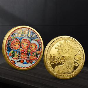 Yeni tasarım noel baba hatıra parası renk kabartma madalyon noel küçük hediye altın ve gümüş kaplama Metal paralar - Product Image 5