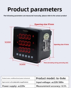 TX-9S4E ba pha năng lượng điện mét nhỏ kỹ thuật số AC vôn kế và Ampe kế - Product Image 5