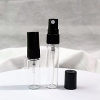 Grosir mewah bulat 2ml 3ml 5ml 10ml Mini kosong bening botol semprot parfum kaca dengan tutup hitam