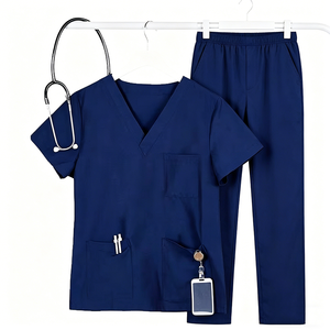 Ensemble d'uniformes médicaux personnalisés pour hommes, vente en gros, tenues d'infirmiers, uniformes d'hôpital, ensembles de blouses médicales bleues infroissables, faciles d'entretien - Product Image 2