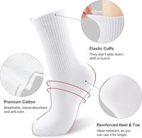Prêt à Expédier Chaussettes Rembourrées Blanc Uni Sport Crew pour Hommes Femmes Créez Votre Propre Logo Brodé Chaussettes en Coton Éponge