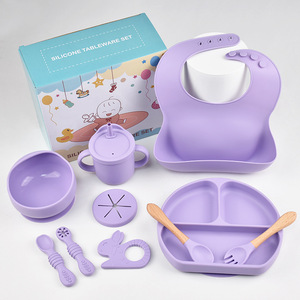 Nouvel ensemble d'assiettes et de bols d'alimentation pour bébé en silicone de qualité alimentaire avec compartiments, personnalisable - Product Image 5
