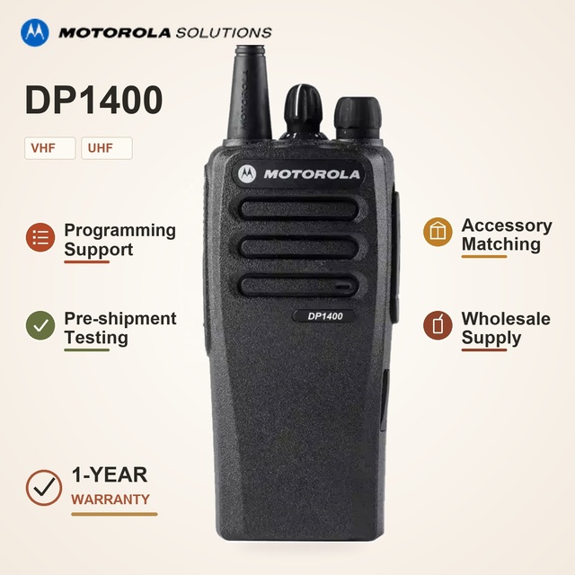 Original Motorola DP1400 DMR Portable Radio VHF 5W or UHF 4W 32 Channels IP54 for Warehouse Construction Team Communication