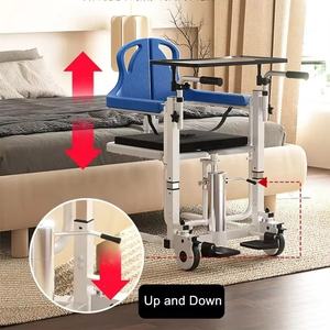 Cadeira de Transferência Portátil Hospitalar Cinza com Bandeja para Refeições, Uso Doméstico, Cadeira de Rodas para Deficientes com Elevador - Product Image 3