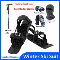 Mini-skis légers à double planche pour débutants, luge à neige, sports d'hiver en plein air, planche à ski avec sac rembourré, attaches et sangles