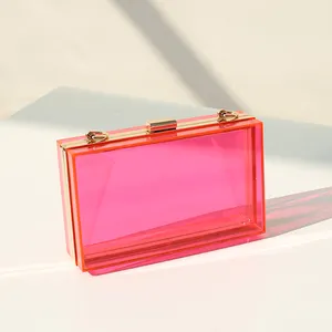 Fashion summer more color selection women personalized chain shoulder bag acrylic custom clutch bag